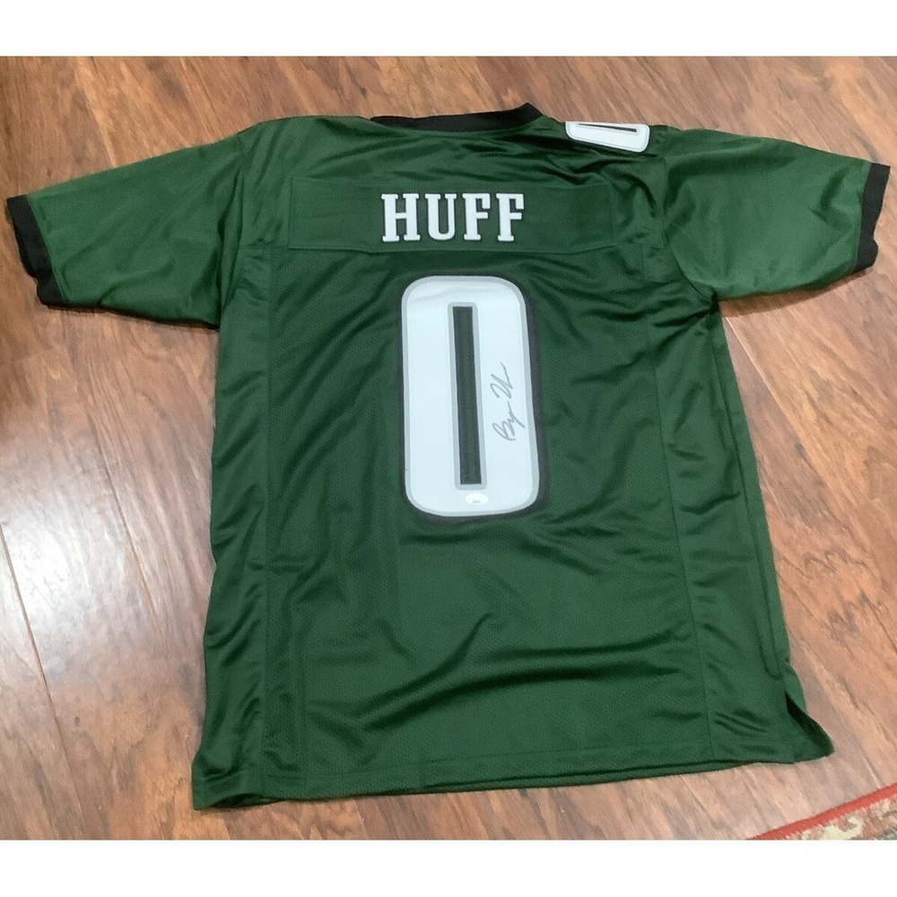 Autographed/Signed Bryce Huff Philadelphia Green Football Jersey JSA Auth XL